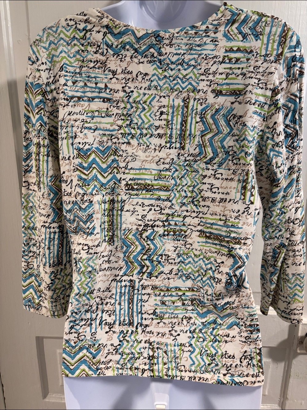 Ruby Rd. Printed Wrap-Style Long Sleeve Top - Size PL - Picture 5 of 6